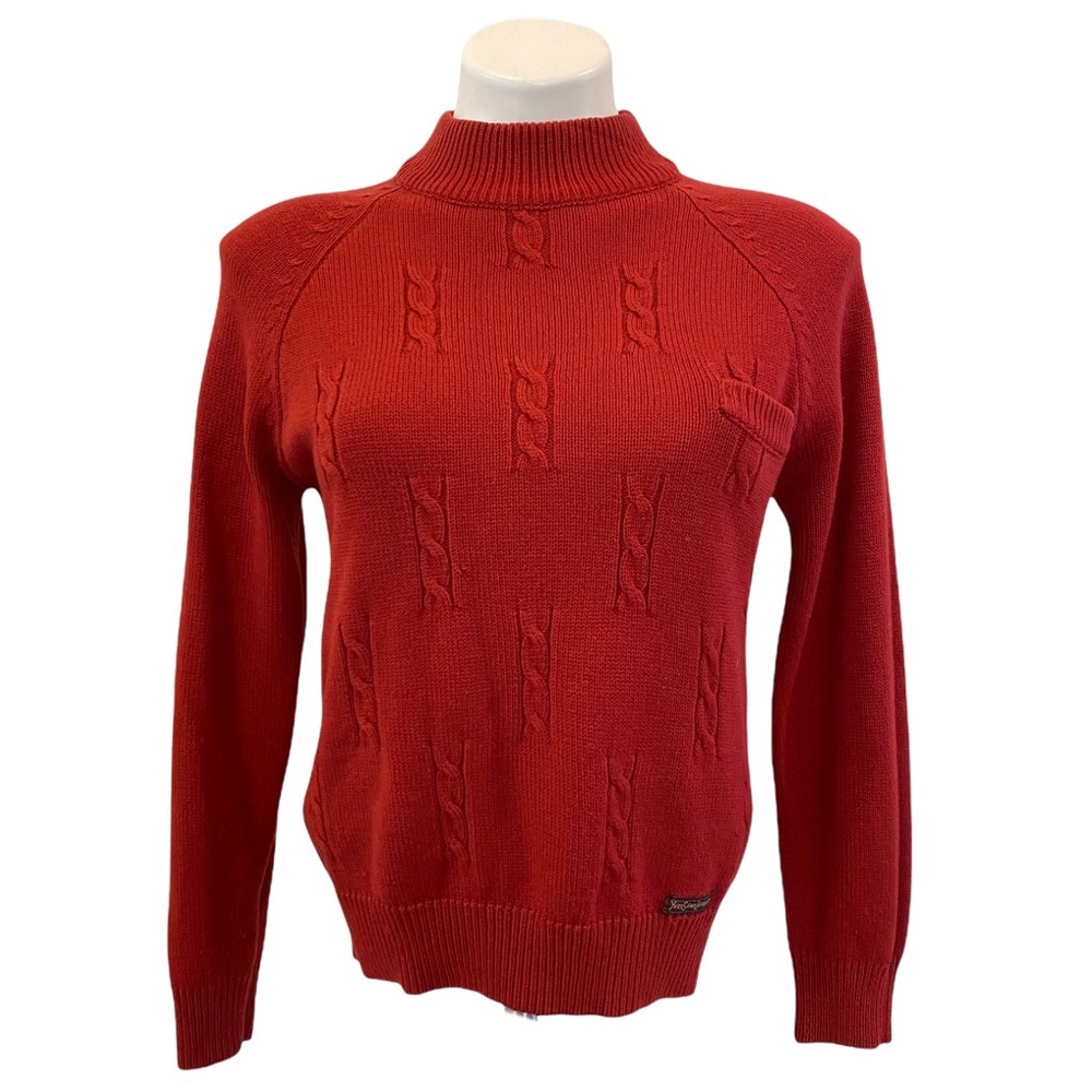YVES SAINT LAURENT Vintage Cable Knit Detail Mock Neck Sweater Size M